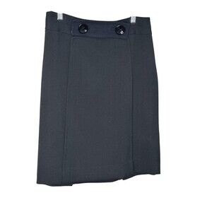 Milly Skirt Womens 6 Black Button Detail Stretch Lined Pencil Knee Length Work